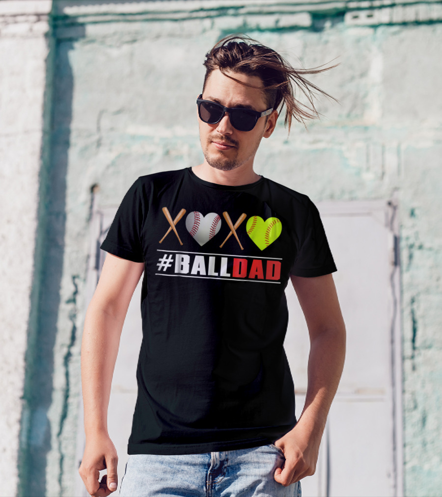 BallDad Baseball Softball Heart Bats T-Shirt