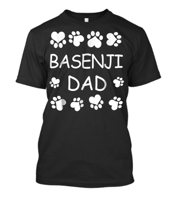 Basenji Dad Paw Print Heart Pattern Christmas Birthday Gift T-Shirt