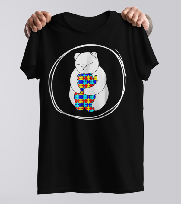 Bear Holding Puzzle Piece Bear Autism Awareness T-Shirt