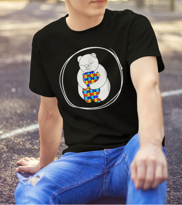 Bear Holding Puzzle Piece Bear Autism Awareness T-Shirt