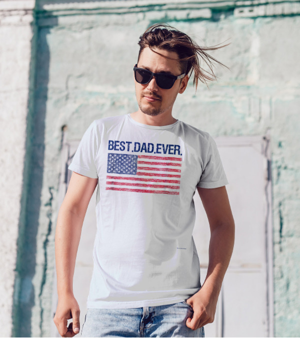 Best Dad Ever Cool Premium American Flag T-Shirt