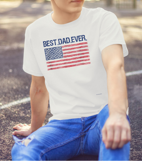 Best Dad Ever Cool Premium American Flag T-Shirt