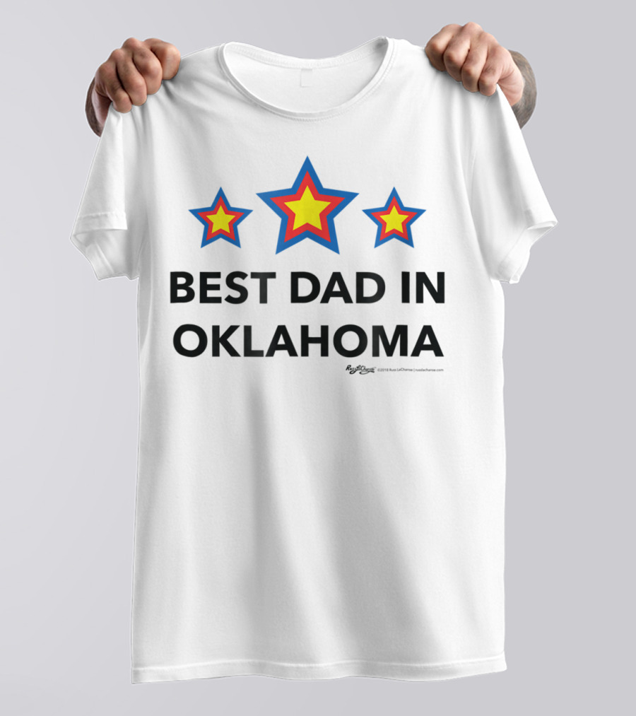 Best Dad In Oklahoma With Three Stars Red Yellow Blue T-Shirt