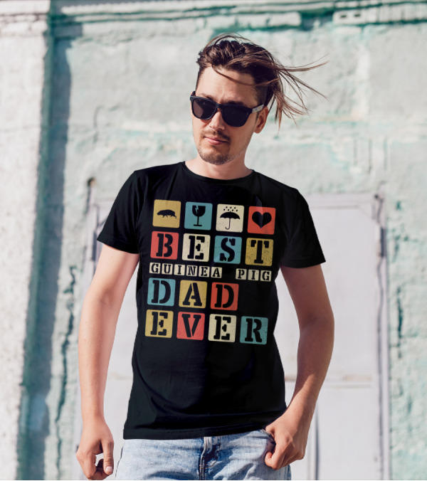 BEST GUINEA PIG DAD EVER VINTAGE STYLE81 RETRO BLOCK LETTERS T-Shirt