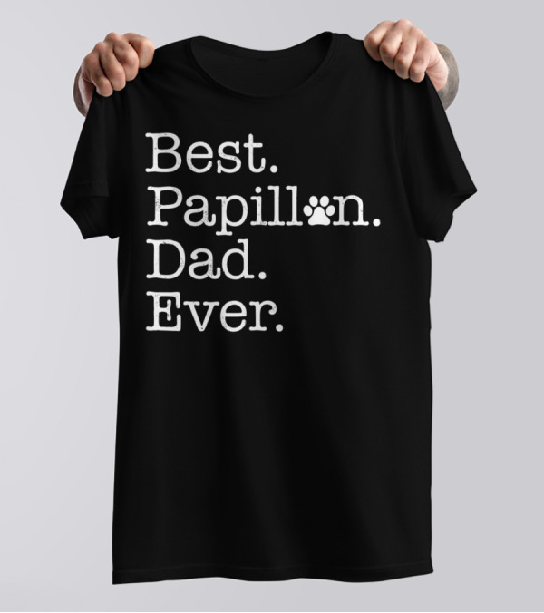 Best Papillon Dad Ever Paw Prints T-Shirt