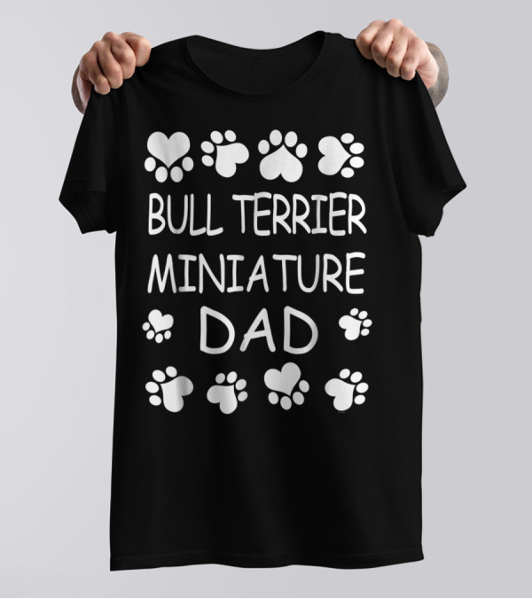 Bull Terrier Miniature Dad Lovers Christmas Paw Hearts T-Shirt