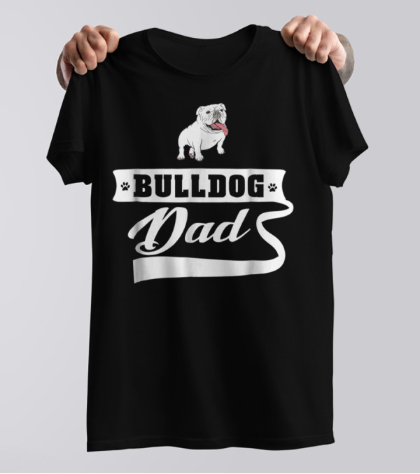 Bulldog Dad Dog Mens Animal Dogs Paw Banner T-Shirt