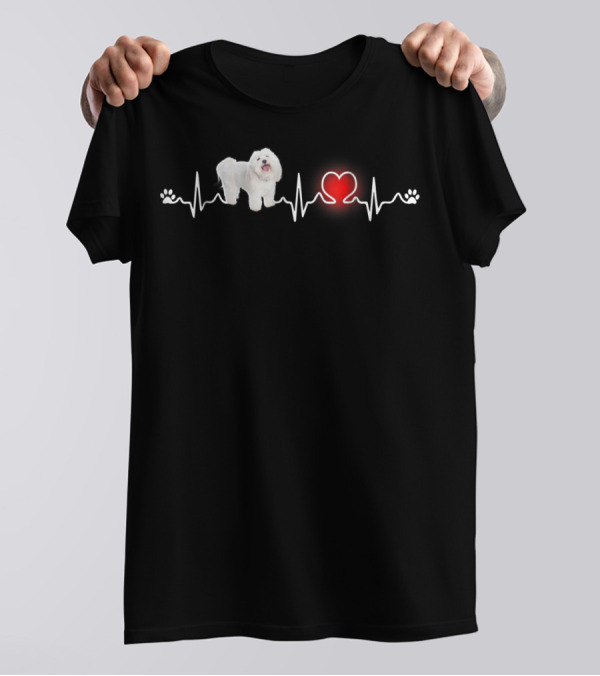 Coton De Tulear Heartbeat Paw Prints T-Shirt