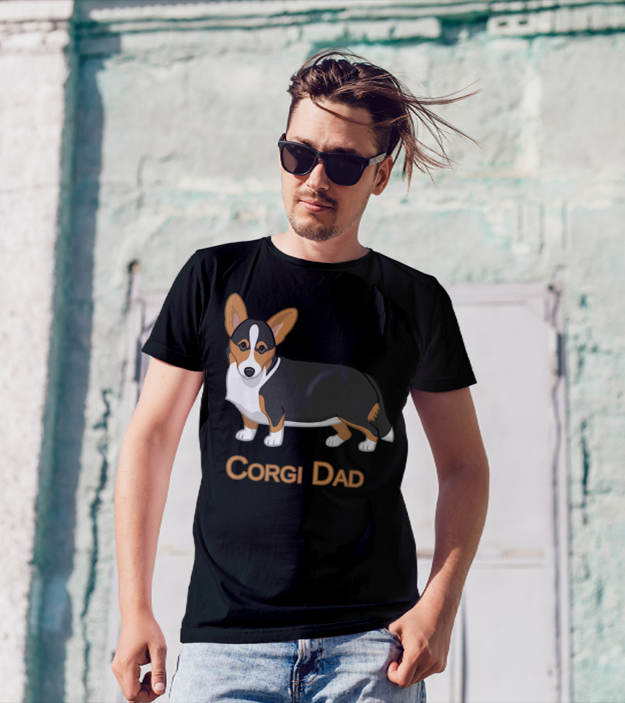 Corgi Dad Cute Black Tan Cardigan Welsh T-Shirt