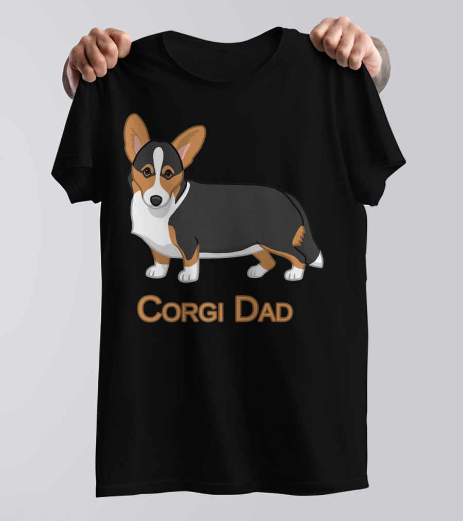 Corgi Dad Cute Black Tan Cardigan Welsh T-Shirt