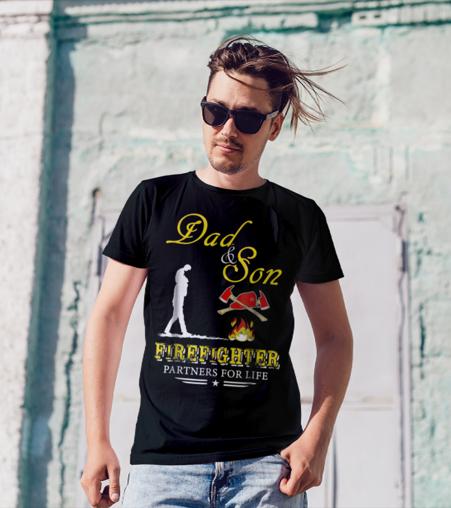 Dad And Son Firefighter Partners For Life T-Shirt