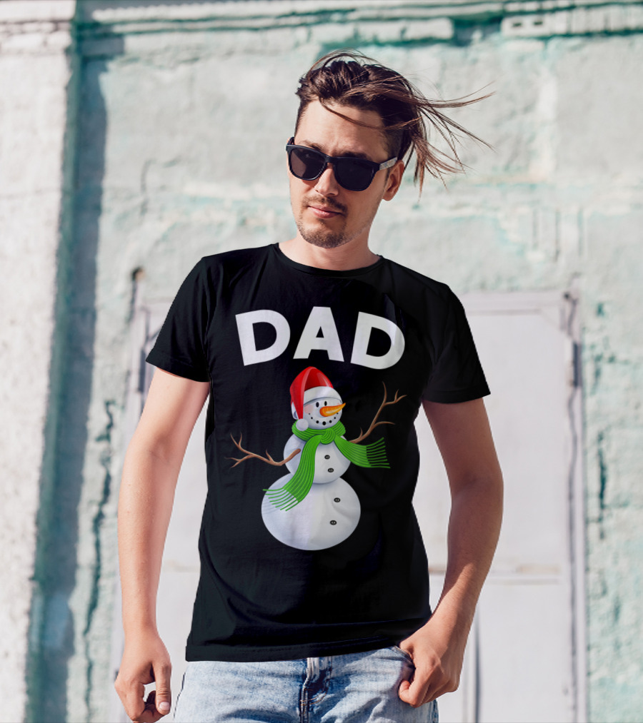 Dad Christmas Snowman Santa Hat Family T-Shirt