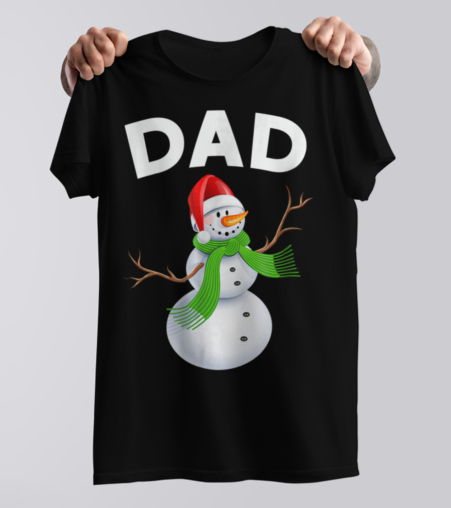Dad Christmas Snowman Santa Hat Family T-Shirt