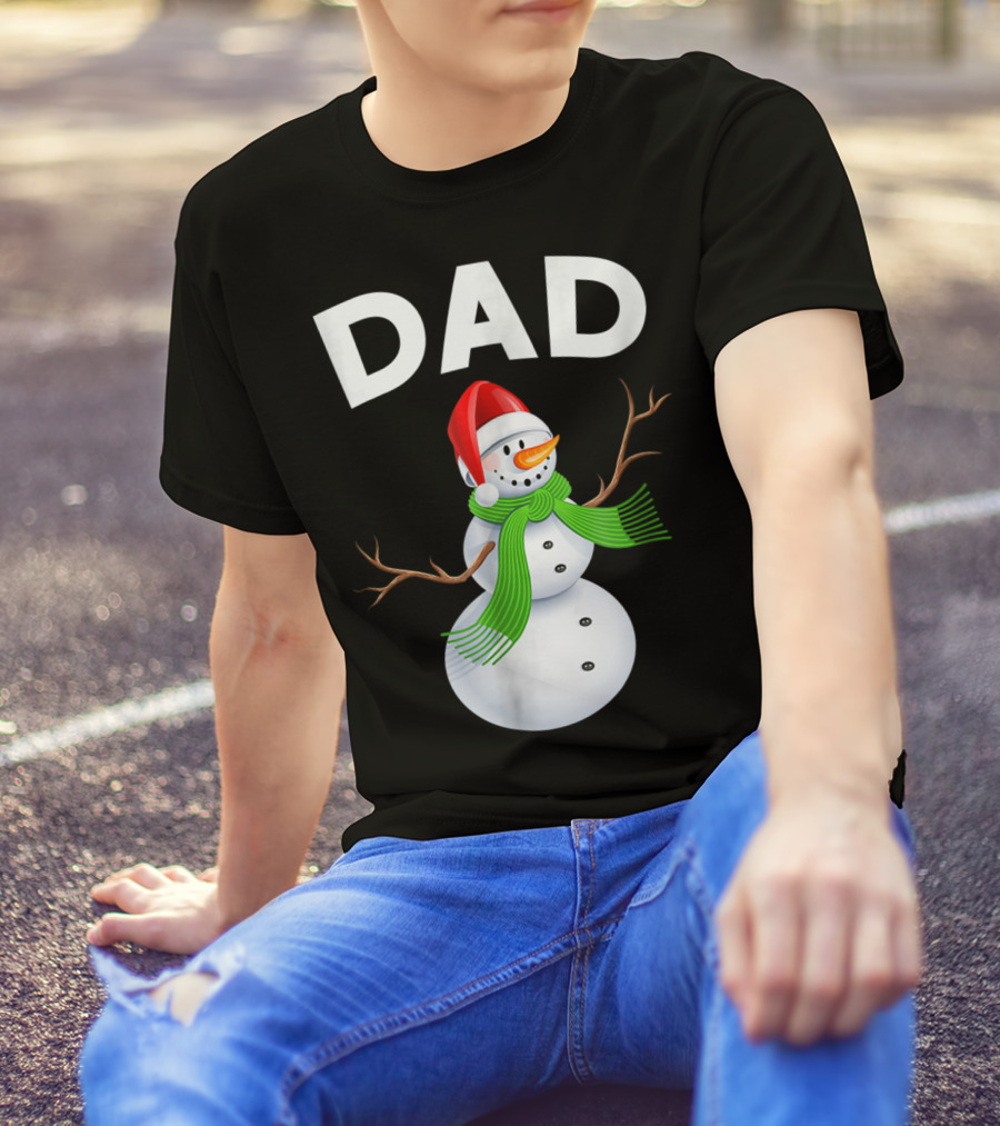 Dad Christmas Snowman Santa Hat Family T-Shirt