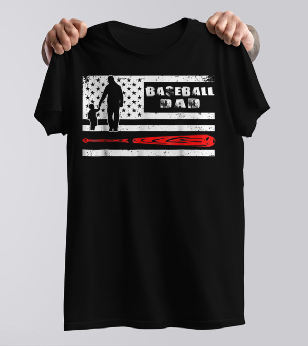 Vintage American Flag Baseball Dad Father's Day T-Shirt