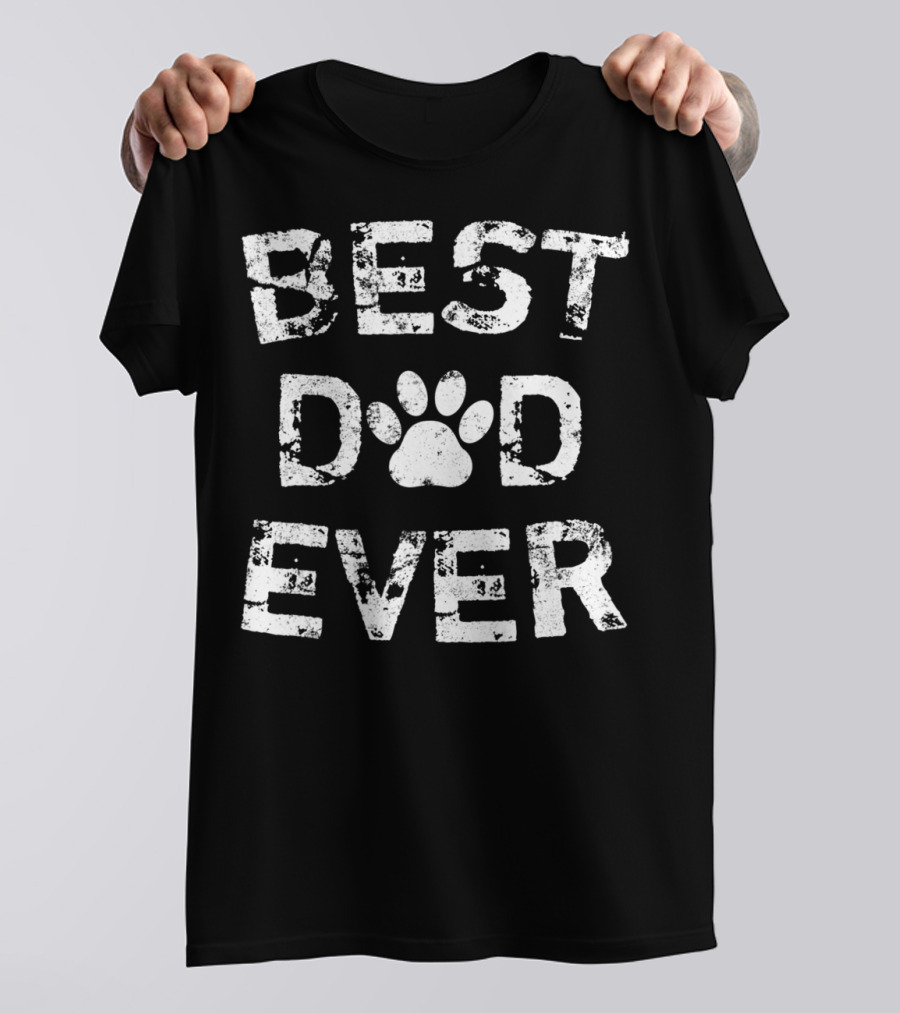 Best Dad Ever Dog Cat Paw Prints T-Shirt