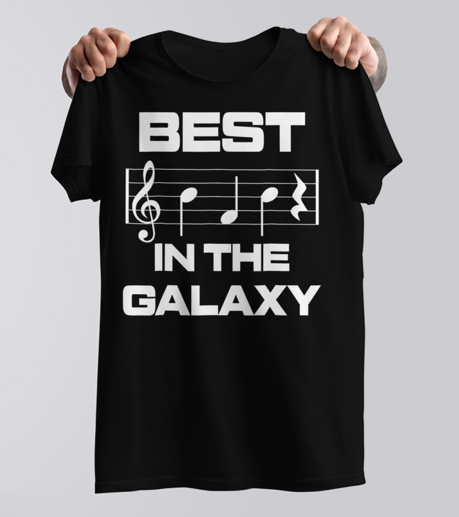Best Dad In The Galaxy Musician Bass Clef Notes T-Shirt