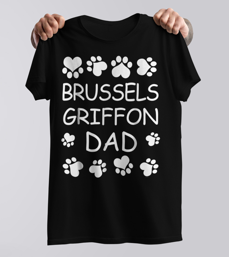 Brussels Griffon Dad Paw Print Heart Lovers For Christmas Birthday T-Shirt