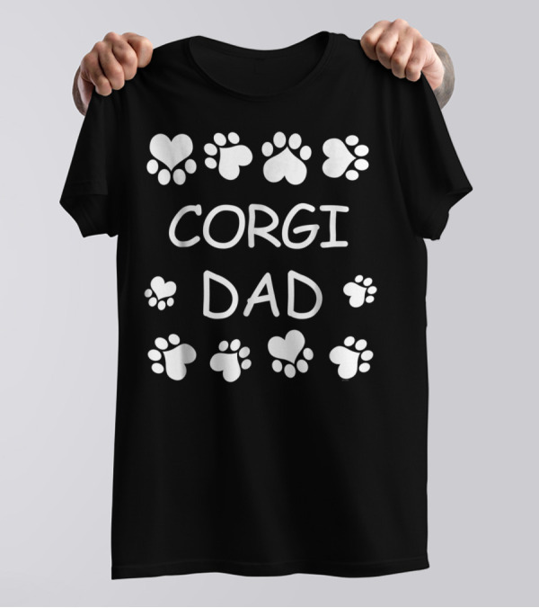 Corgi Dad Paw Prints And Hearts T-Shirt
