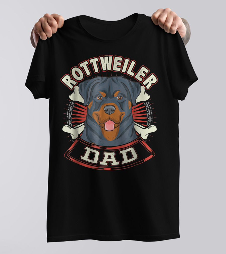 ROTTWEILER Dad Dogs Chains Bones T-Shirt