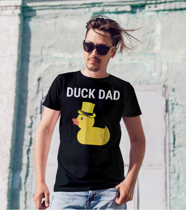 Duck Dad Cute Rubber Duck With Top Hat For Lovers Father T-Shirt