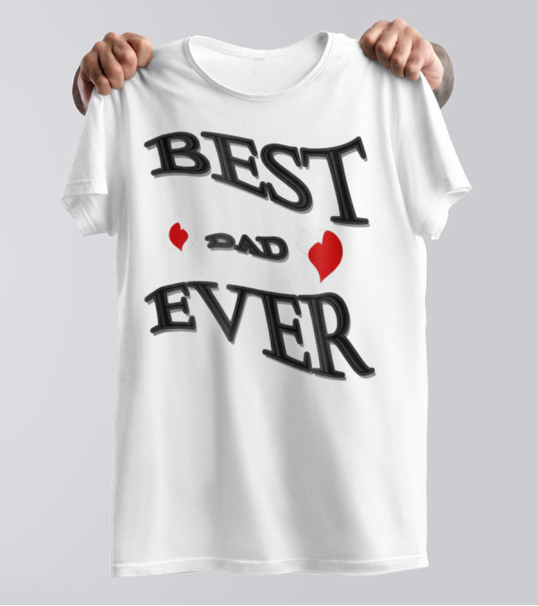 BEST DAD EVER Heart Design Bonus Sticker28 T-Shirt