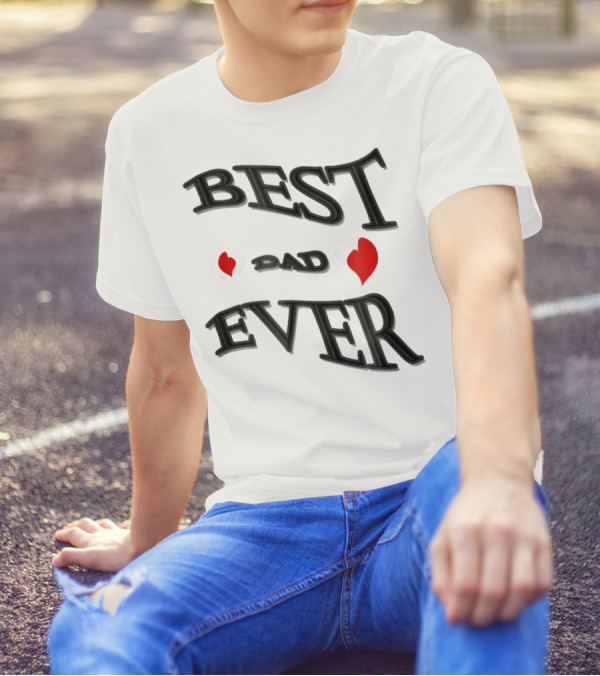 BEST DAD EVER Heart Design Bonus Sticker28 T-Shirt
