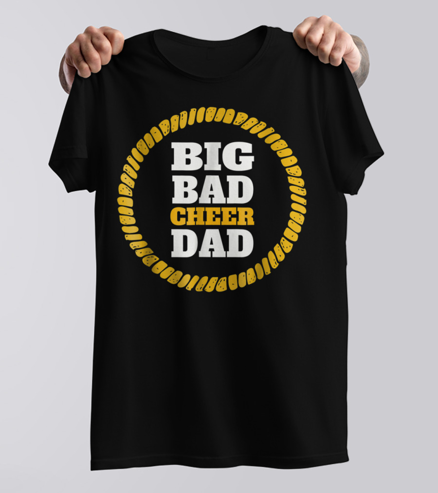 Big Bad Cheer Dad Funny Cheer Apparel Bold Yellow Circle T-Shirt