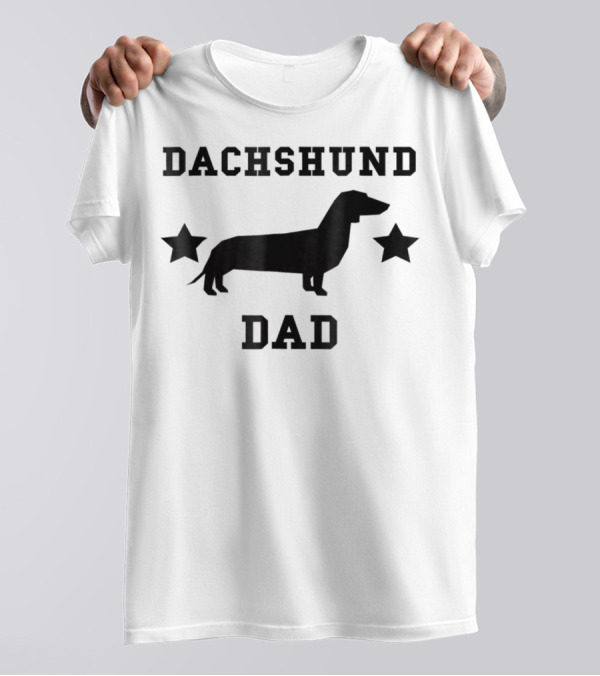 Dachshund Dad Womens Speckled Silhouette Stars T-Shirt