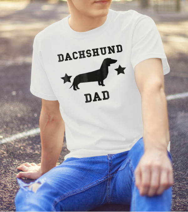 Dachshund Dad Womens Speckled Silhouette Stars T-Shirt