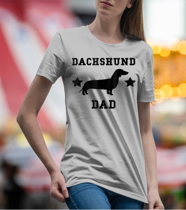 Dachshund Dad Womens Speckled Silhouette Stars T-Shirt