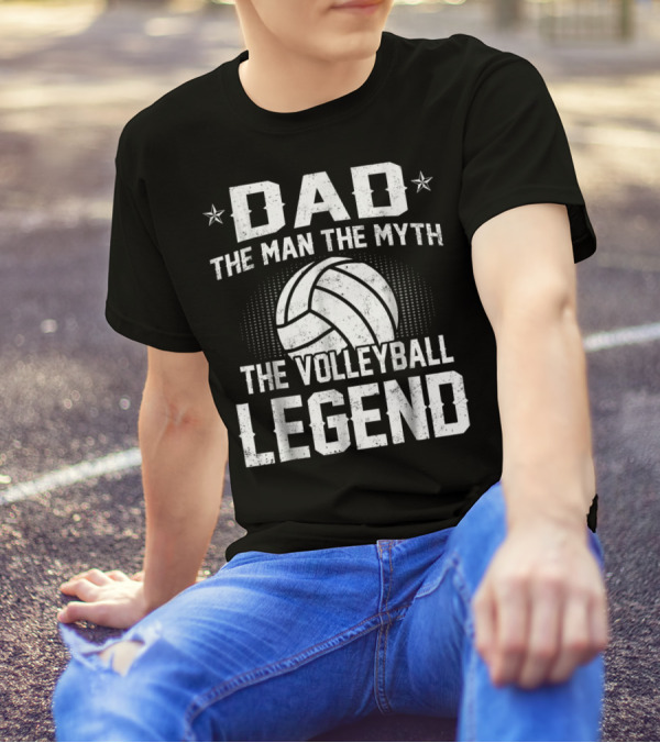 Dad The Man The Myth The Volleyball Legend Star Emblem T-Shirt