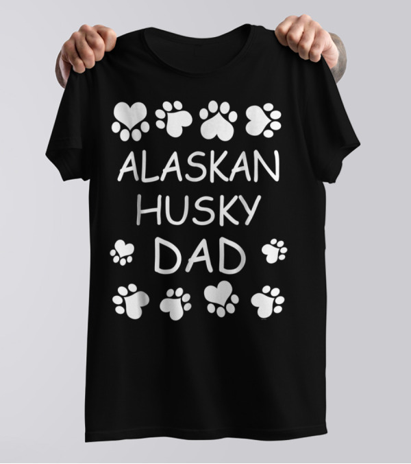 Alaskan Husky Dad Paws And Hearts T-Shirt