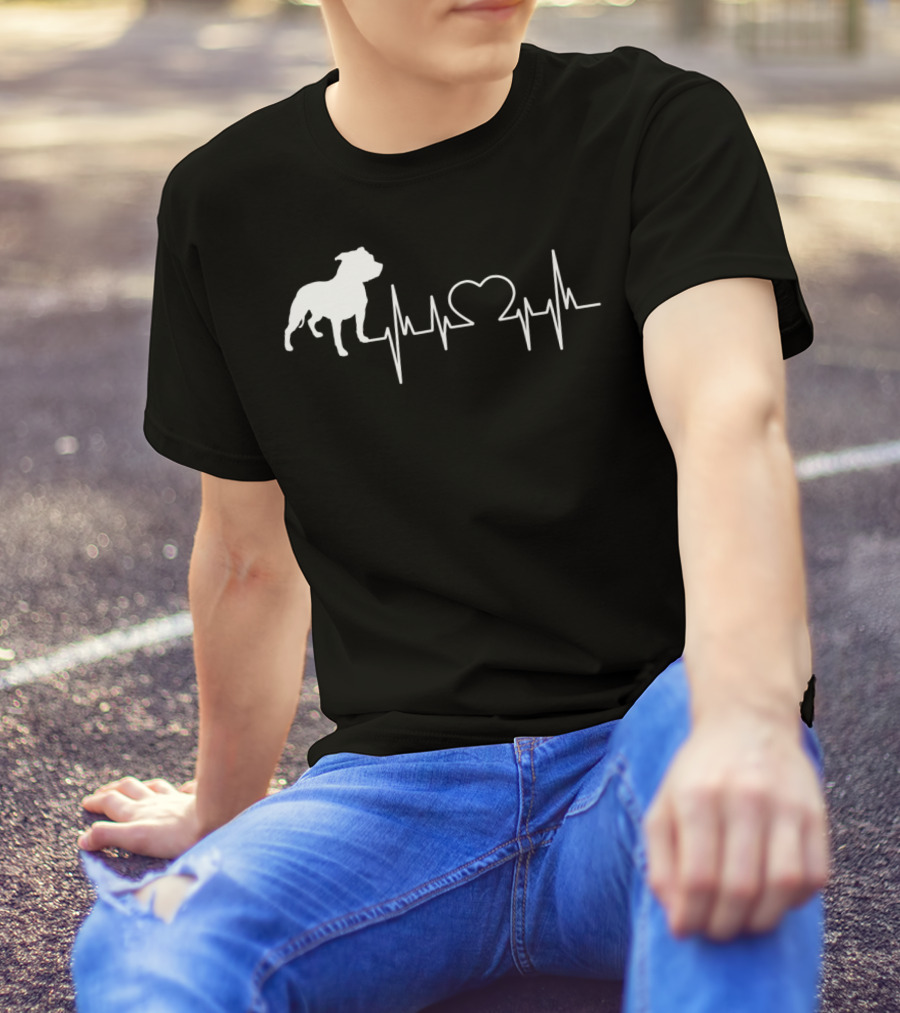 American Pit Bull Terrier Heartbeat Line T-Shirt