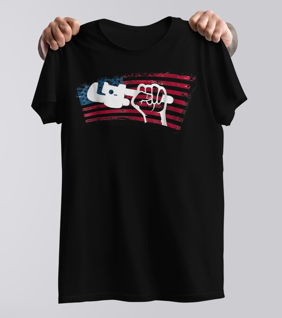 American Flag Plumber Dad Wrench Fist T-Shirt