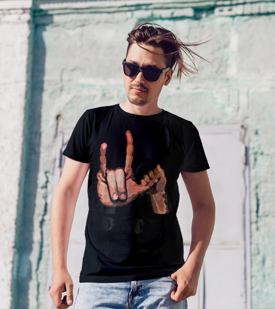 ASL Dad Deaf Hand Sign Language Gesture T-Shirt