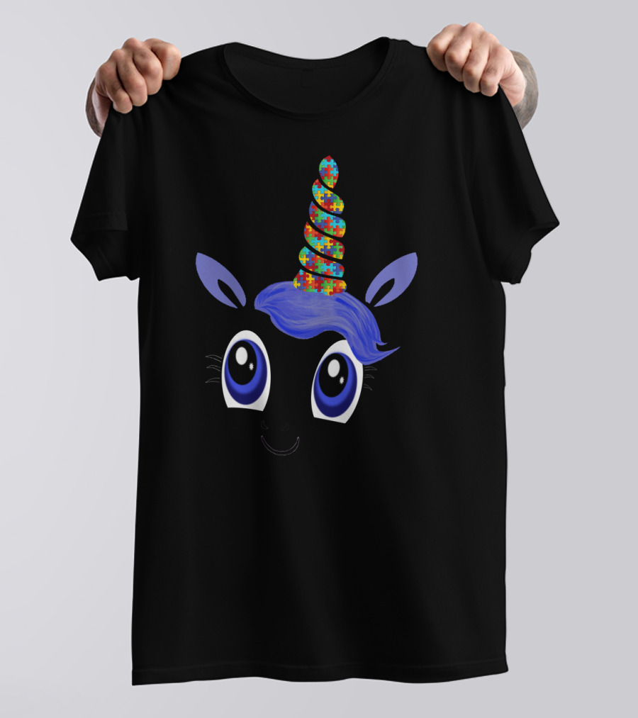 Autism Awareness Unicorn Puzzle Horn Support Grandma86 T-Shirt