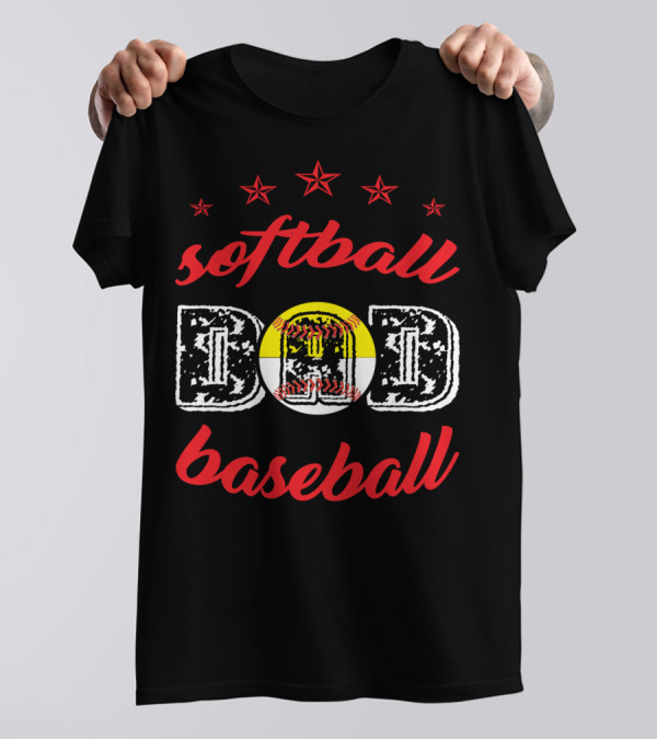 Softball Baseball Dad Stars T-Shirt