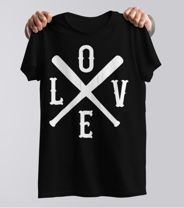 Love Baseball Softball Bat Vintage Crossed T-Shirt