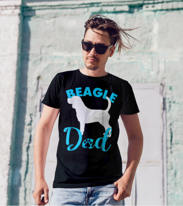 BEAGLE DAD Dog Silhouette Paw Prints T-Shirt