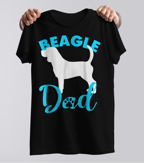 BEAGLE DAD Dog Silhouette Paw Prints T-Shirt