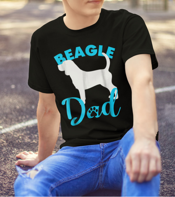 BEAGLE DAD Dog Silhouette Paw Prints T-Shirt