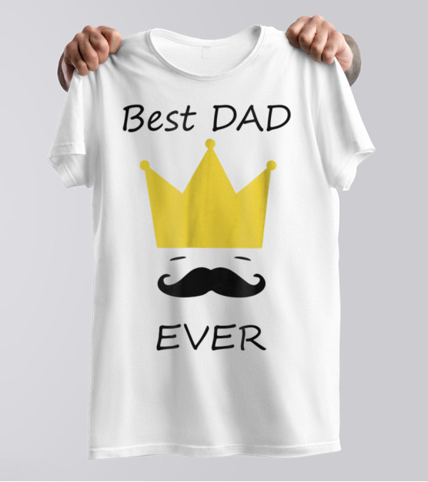 Best Dad Ever Yellow Crown Mustache T-Shirt