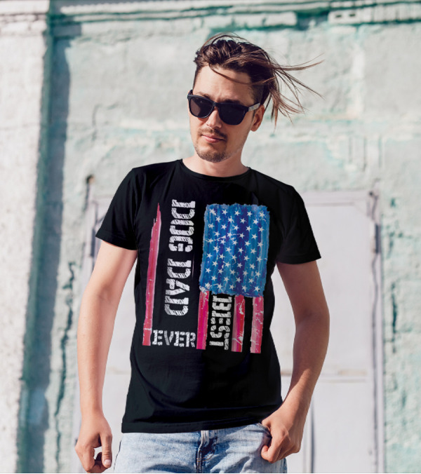 Best Dog Dad Ever Distressed USA Flag T-Shirt