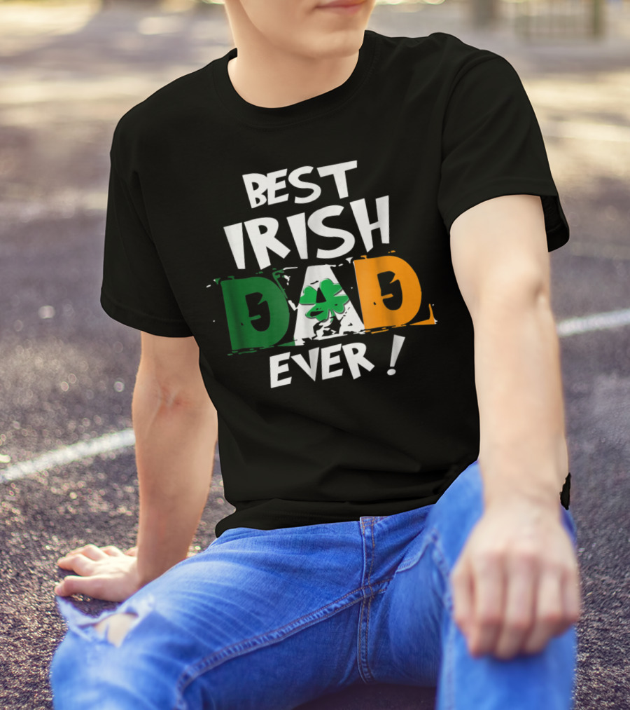 Best Irish Dad Ever Shamrock Flag Colors T-Shirt