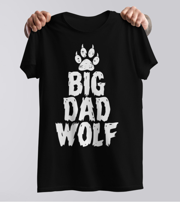 Big Dad Wolf Paw Distressed White Novelty T-Shirt