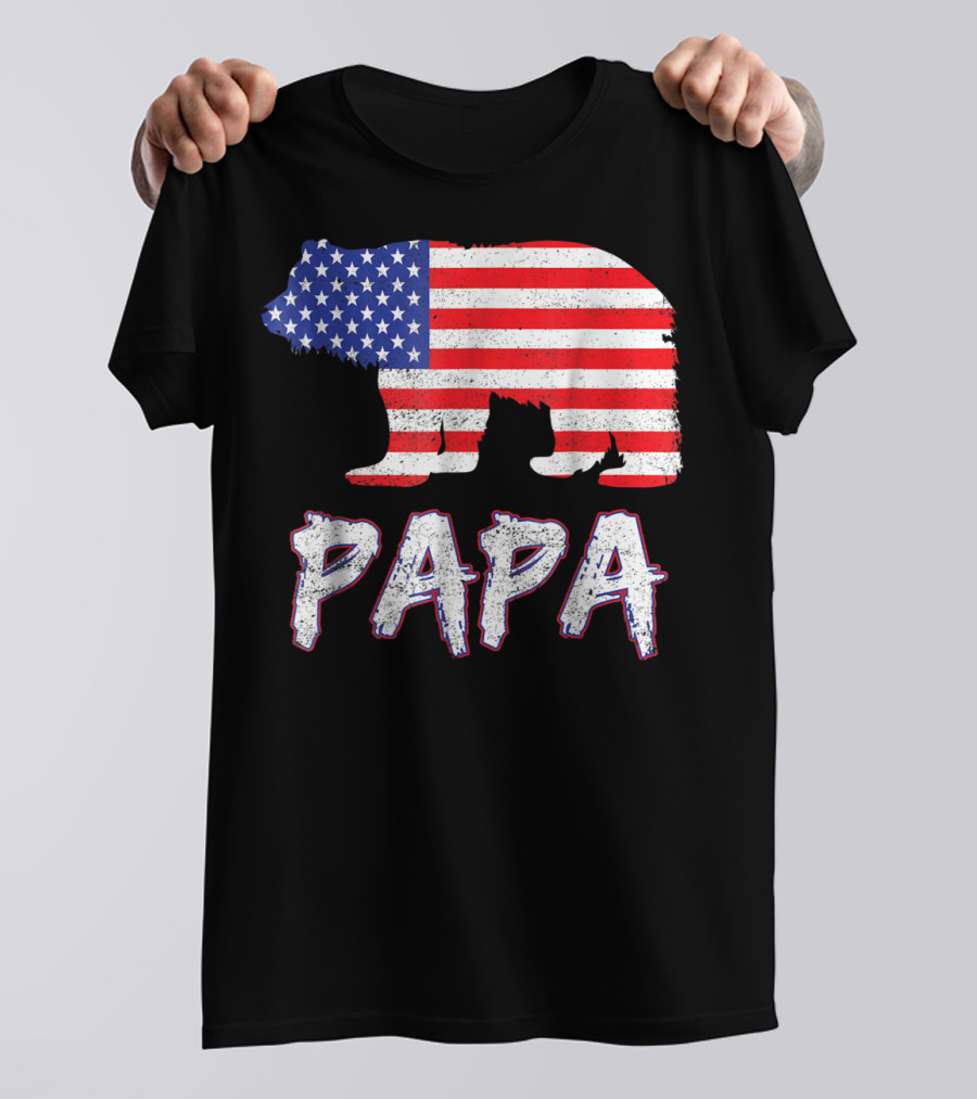 4th Of July USA Flag Papa Bear Dad Grandpa Men T-Shirt