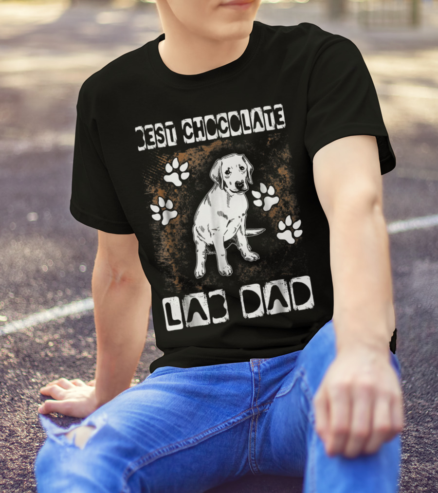 Best Chocolate Lab Dad Paw Print Labrador T-Shirt