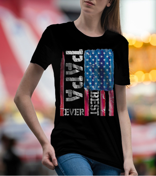 Best Papa Ever Distressed American Flag T-Shirt