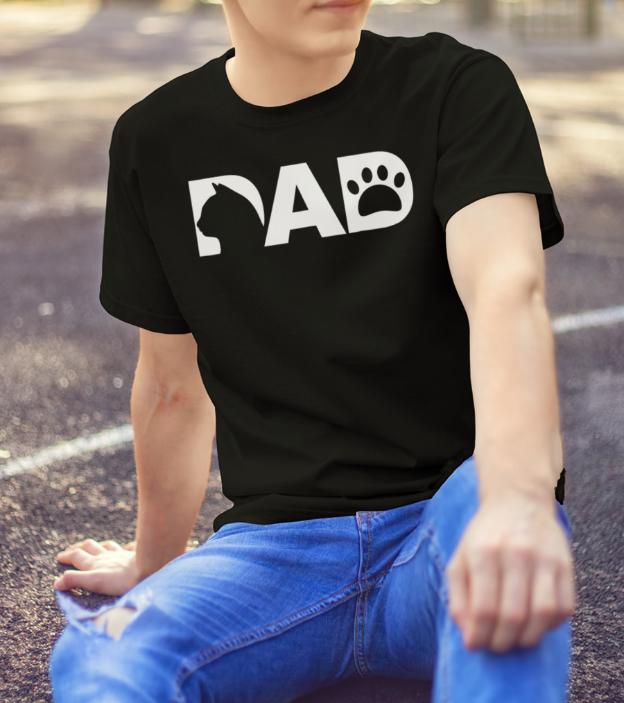 Cat Dad Silhouette Paw Funny Dy23 T-Shirt